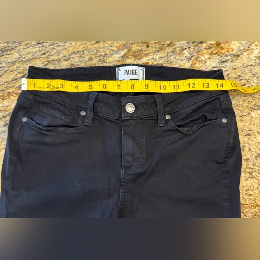 Paige Verdugo Distressed Crop Jeans Womens Size 29 Black Denim Pockets Fray Hem - Picture 12 of 14